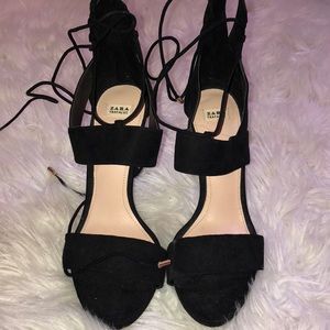 Zara. NEVER WORN faux suede high heel sandals